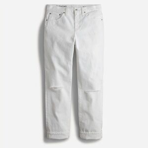 J. Crew Distressed Slouchy boyfriend jean in white